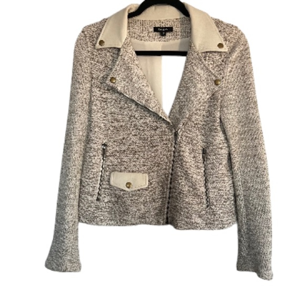 DREW Anthropologie Knit with Leather Trim Moto Jacket Blazer Women's Size S